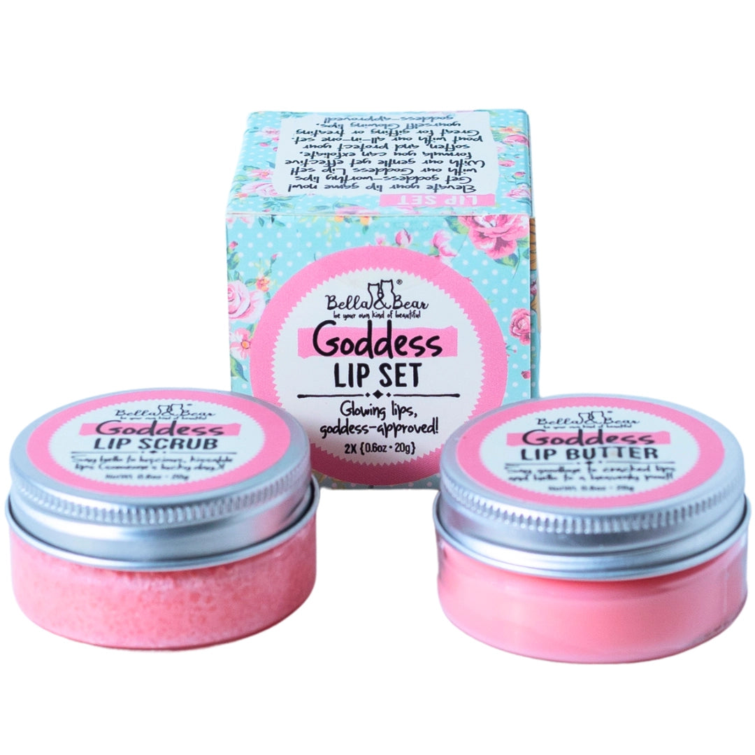 Bella and Bear Goddess Lip Set | Lip Scrub & Lip Butter | Gift Set