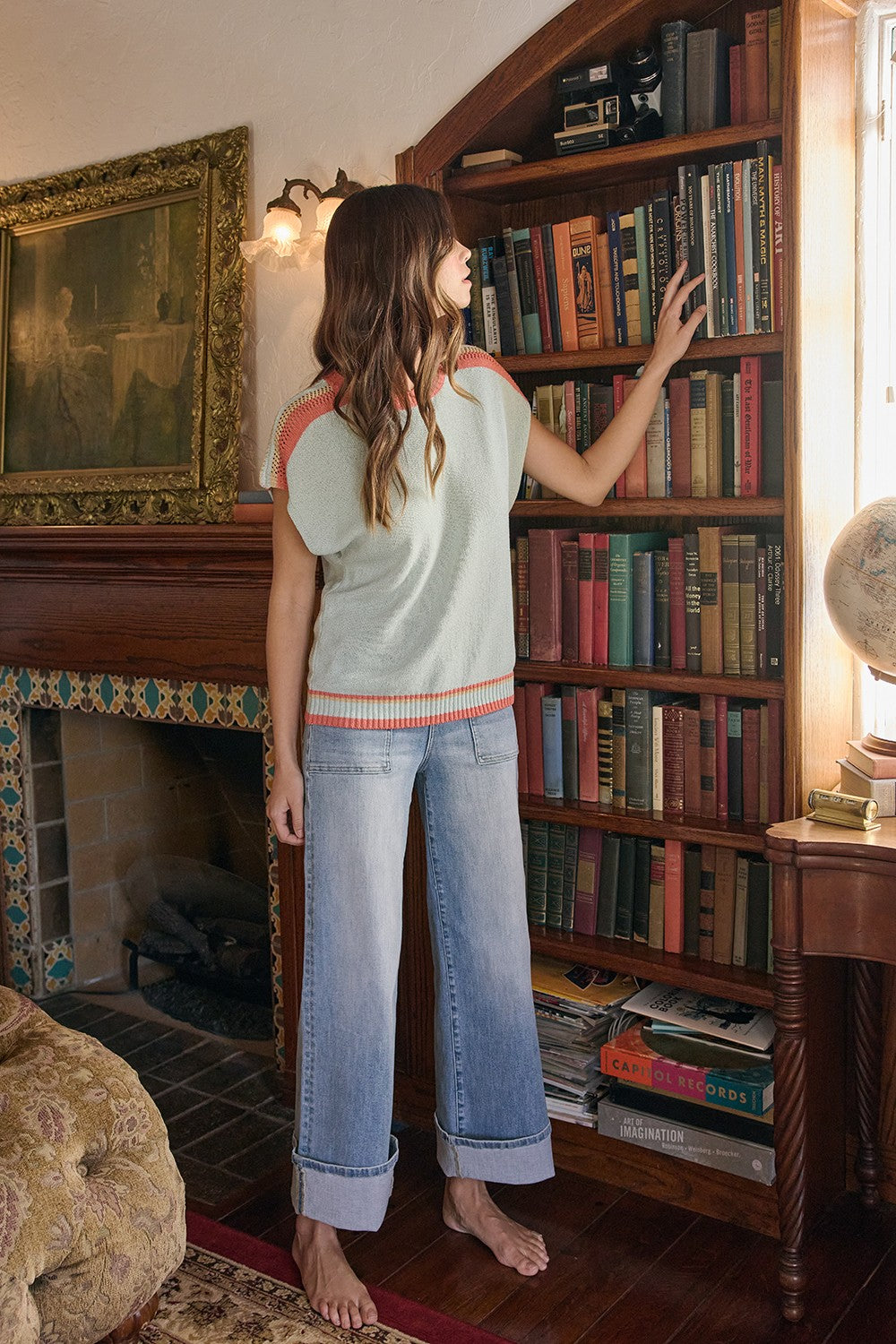 Chic Patch Pocket Cuffed Wide Leg