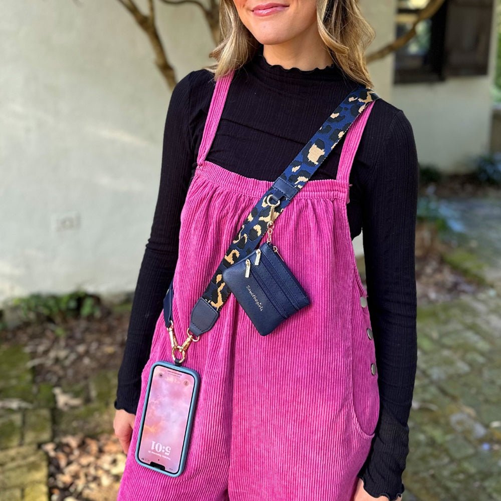 Clip & Go Strap with Pouch - Navy/Brown Leopard - Lavender Hills BeautySave The GirlsCG-1019NL