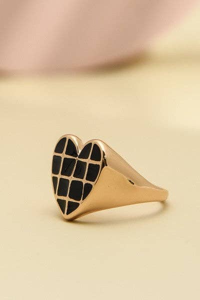 CHECKERBOARD HEART RING | 31R22005 - Lavender Hills BeautyJOSSLYN by wall to wall31R22005