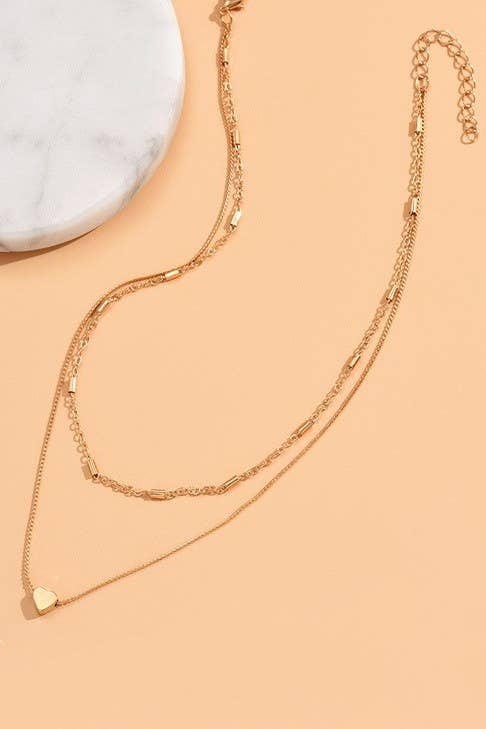 Dainty Layered Heart Gold Necklace - Lavender Hills BeautyJosslyn by Wall to Wall40NK358
