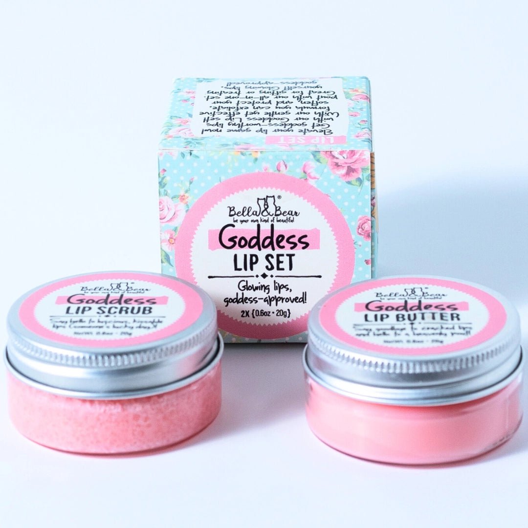 Bella and Bear Goddess Lip Set | Lip Scrub & Lip Butter | Gift Set - Lavender Hills BeautyBella & BearLD24LPS01G