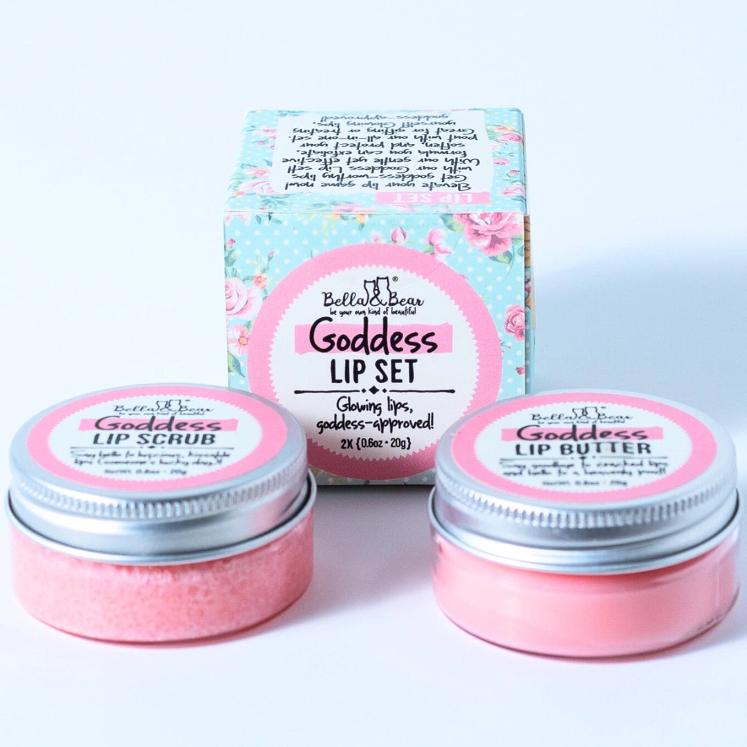 Bella and Bear Goddess Lip Set | Lip Scrub & Lip Butter | Gift Set