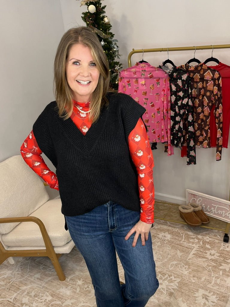 Keigan Mesh Long Sleeve Top Shirt - Santa's Signature Bow - Lavender Hills BeautyJess Lea25090029-S