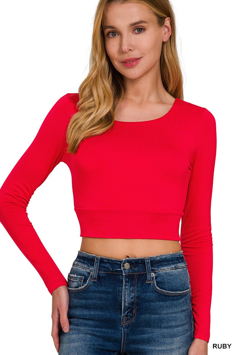 Double Layered Cropped Top - Lavender Hills BeautyZenanaAT - 8498Y - RUB - S