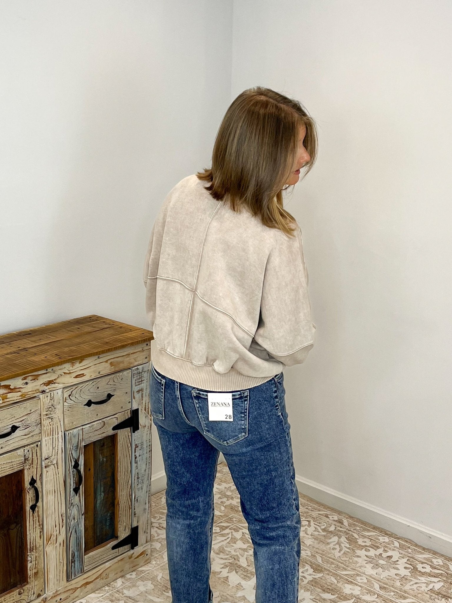 Acid Washed Bomber Jacket - Ash Mocha - Lavender Hills BeautyZenanaOJW - 4393Y - ASHMCA - S