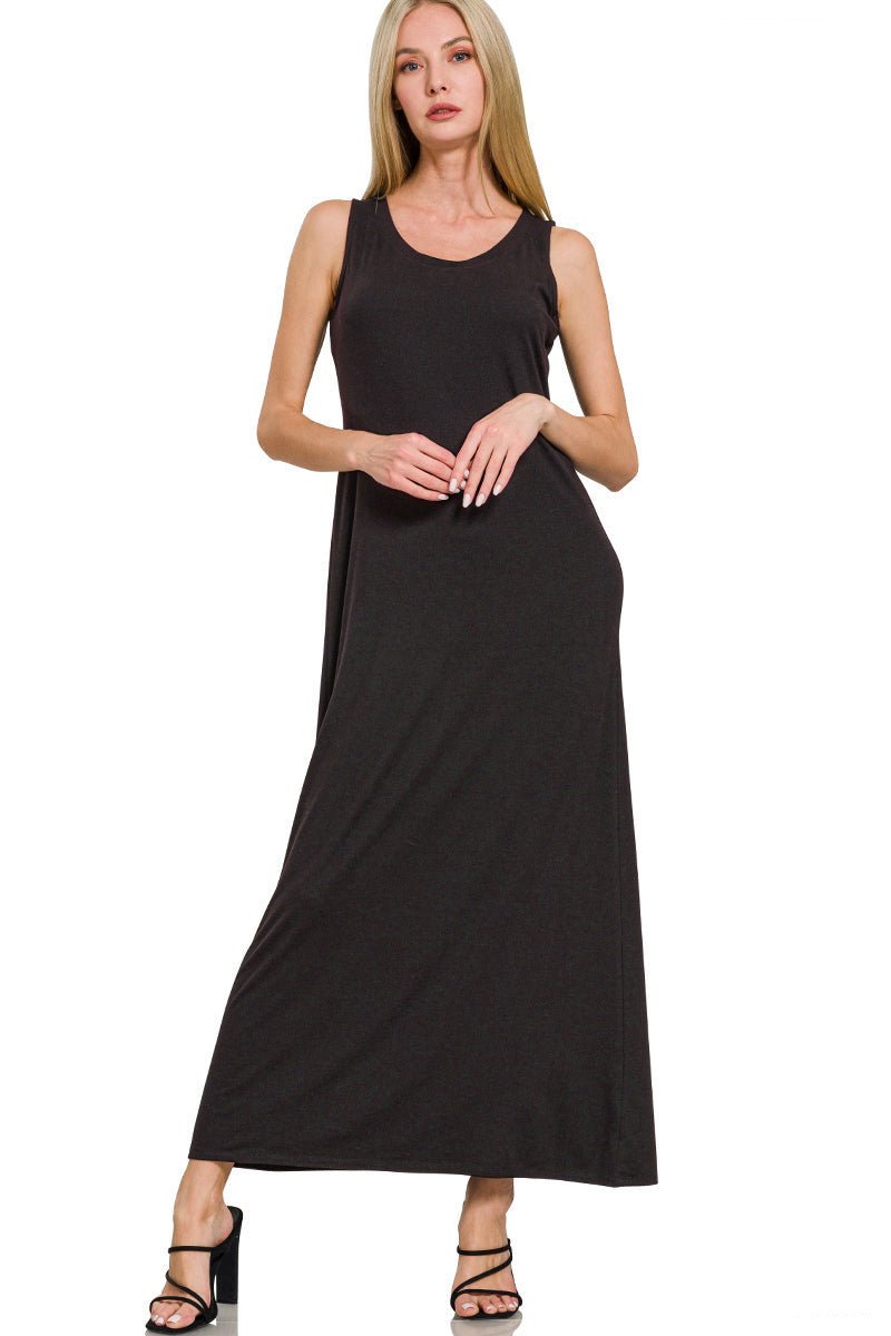 Anything But Basic Sleeveless Maxi Dress - Lavender Hills BeautyZenanaPD - 9093D4 - BLK - S