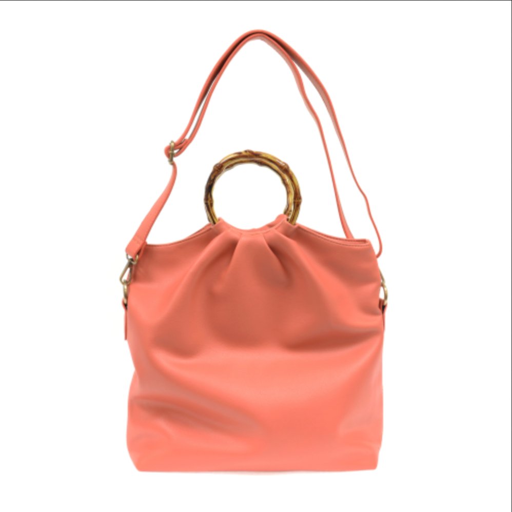 Bamboo Handle Foldover Handbag Purse - Lavender Hills BeautyJoy SusanL8084-26