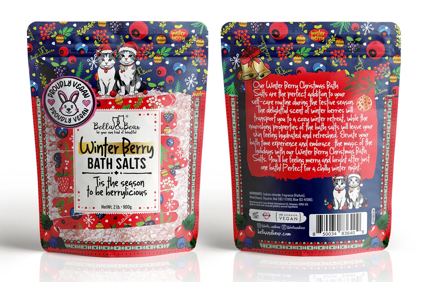 Bella and Bear Winter Berry Holiday Bath Salts - Lavender Hills BeautyBella & BearWBBS2LB