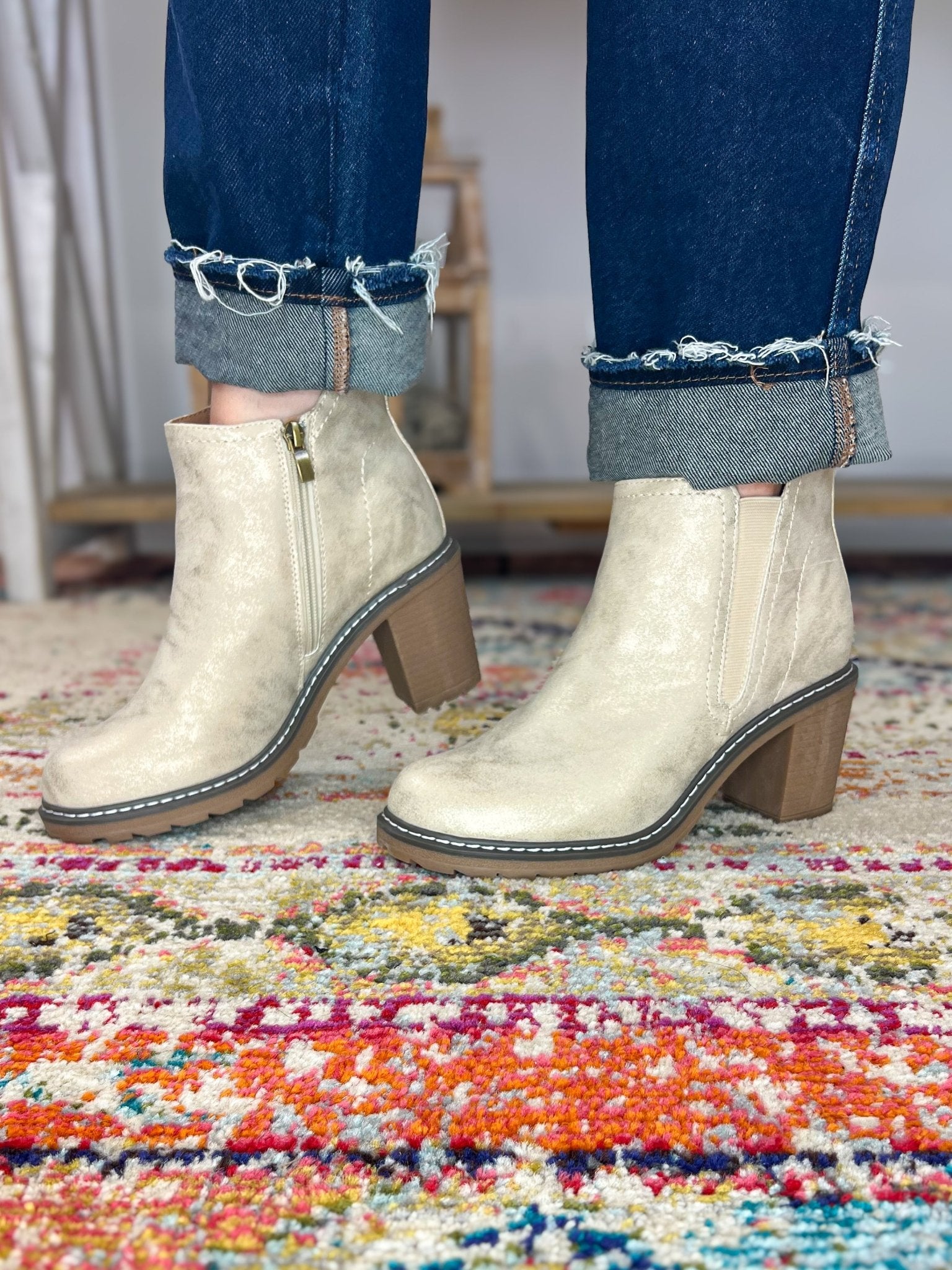 Corky's Footwear Bite Me Chunky Heel Boots - Gold - Lavender Hills BeautyCorkys Footwear80 - 0245 - GOLD - 6