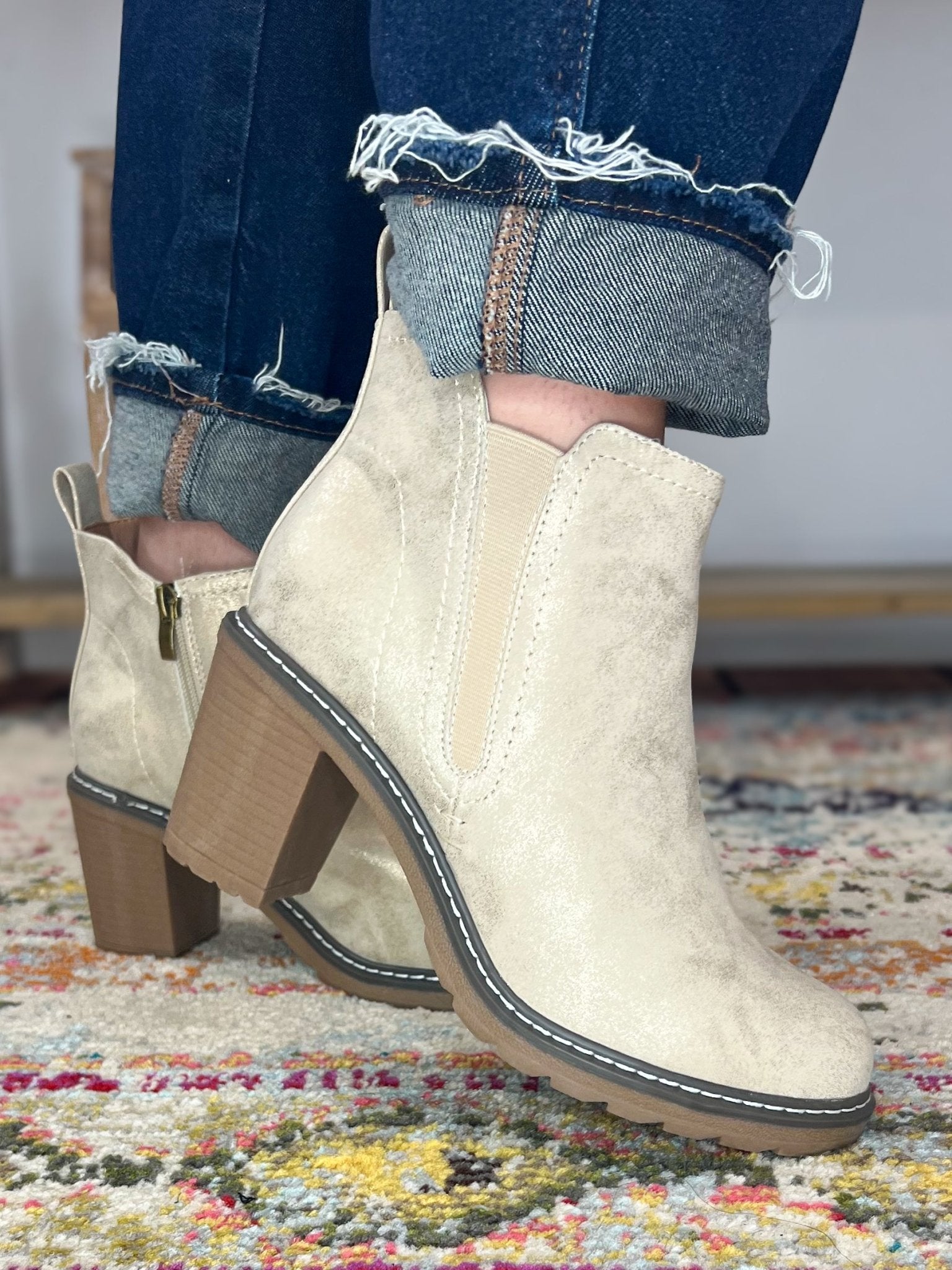 Corky's Footwear Bite Me Chunky Heel Boots - Gold - Lavender Hills BeautyCorkys Footwear80 - 0245 - GOLD - 6