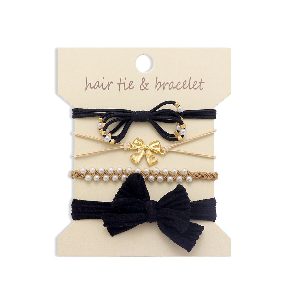 Boho Bow Stack Hair Tie & Bracelet Set - Lavender Hills BeautyJosslyn by Wall to Wall40BH105-BLK