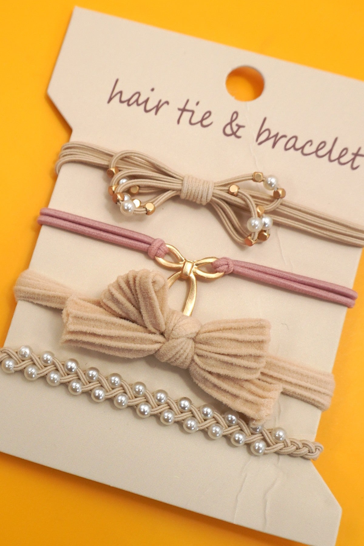 Boho Bow Stack Hair Tie & Bracelet Set - Lavender Hills BeautyJosslyn by Wall to Wall40BH105-RED