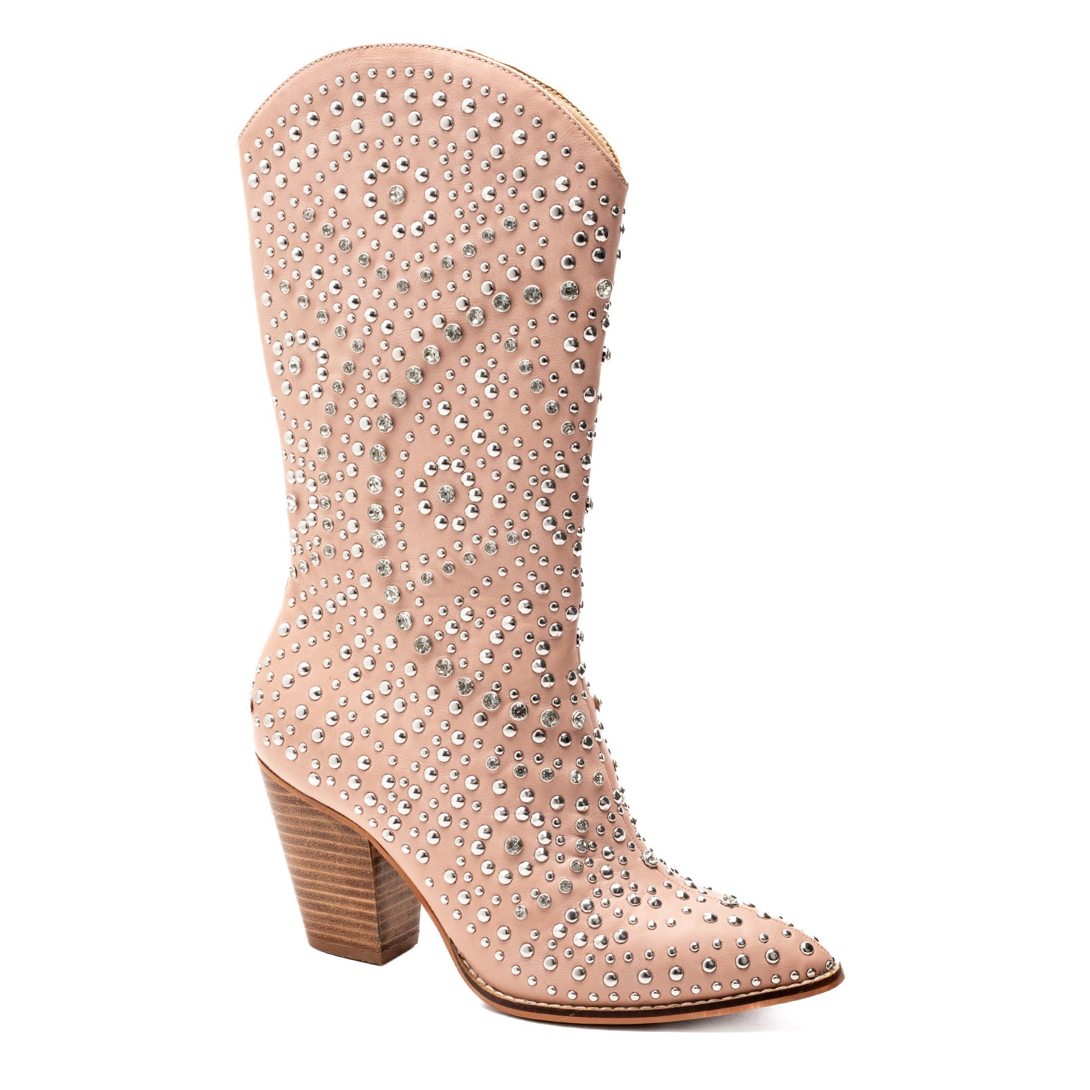 Boot Scootin Western Boot with Rhinestones / Silver Studs - Blush - Lavender Hills BeautyCorkys Footwear