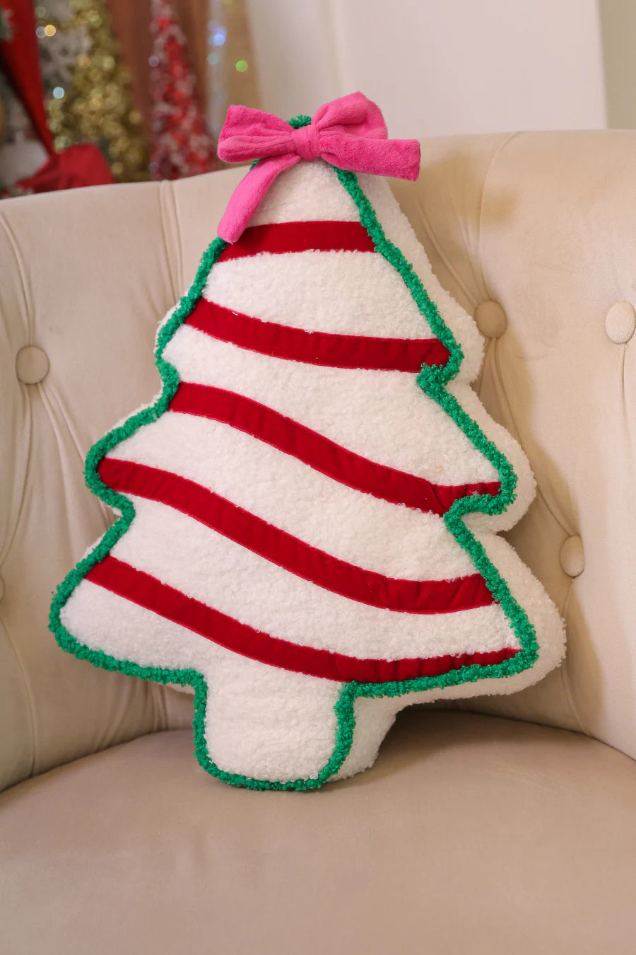 Bow Christmas Treat Pillow