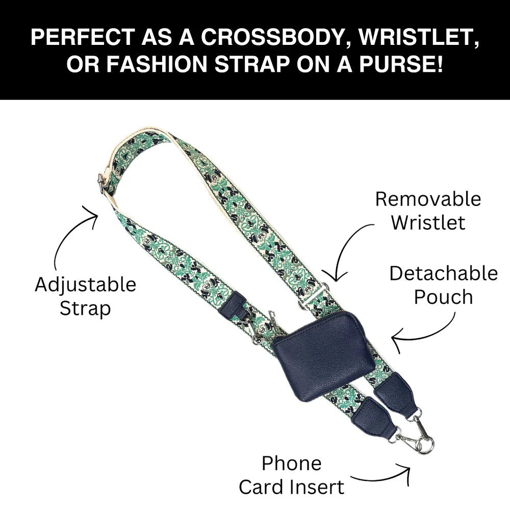 Clip & Go Strap w/RFID Pouch Brocade Pattern - Teal - Lavender Hills BeautySave The GirlsCG-1062TP