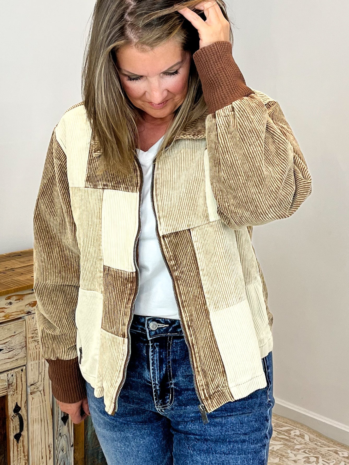 Cappuccino Colorblock Corduroy Jacket - Lavender Hills Beauty26 InternationalSP14212 - S
