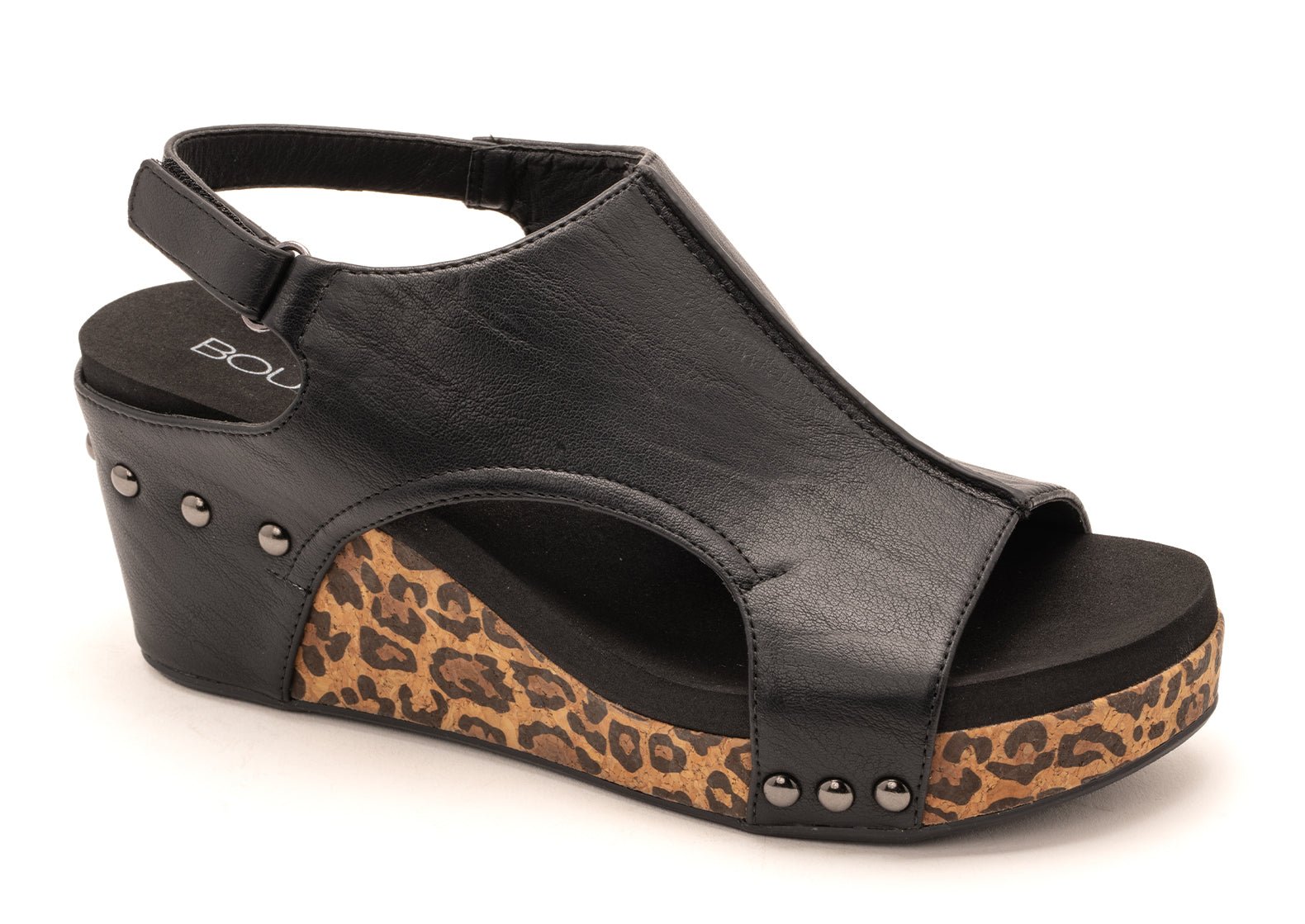 Corky's Footwear Carley Wedge Sandal - Black Smooth Leopard - Lavender Hills BeautyCorkys Footwear