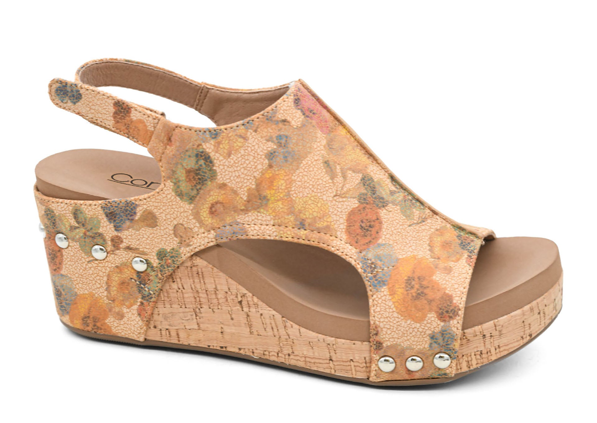 Corky's Footwear Carley Wedge Sandal - Camel Washed Flower - Lavender Hills BeautyCorkys Footwear30 - 5316 - CWFL - 6