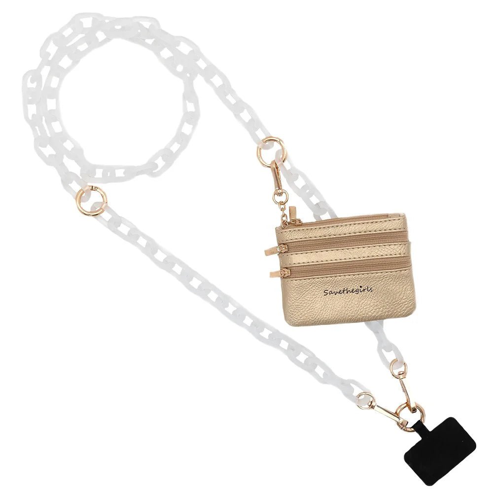 Clip & Go Ice Chain with Pouch - White w/ Gold Pouch - Lavender Hills BeautySave The GirlsCG-1005IC