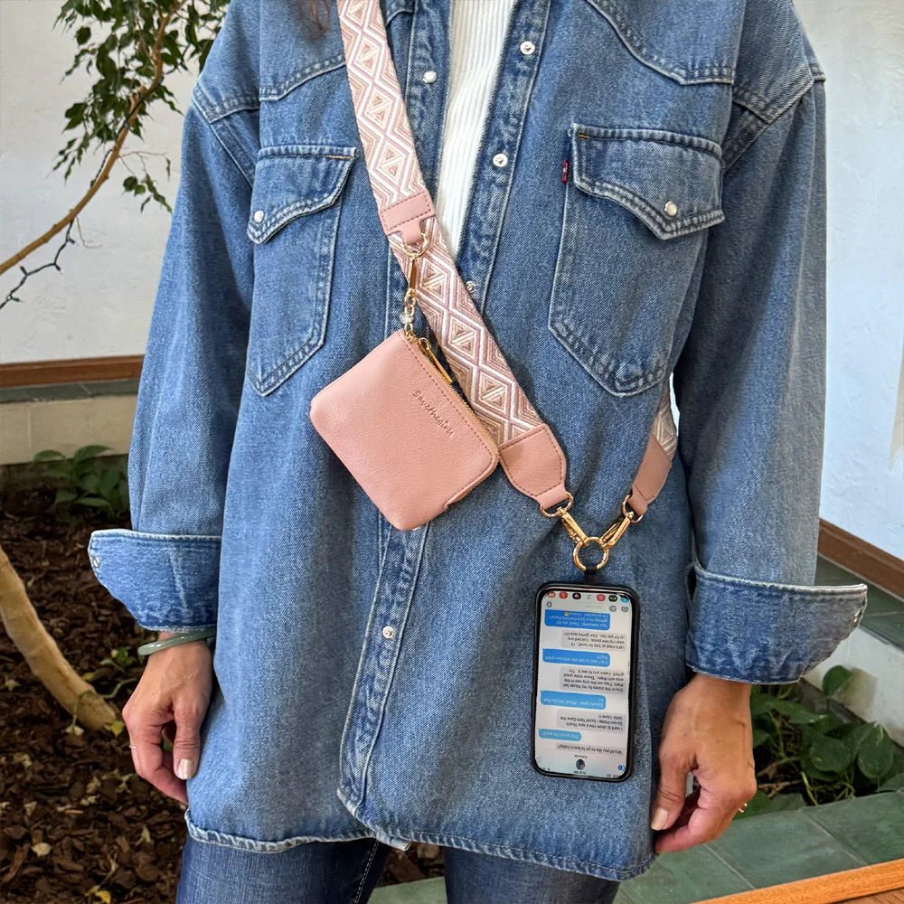 Clip & Go Strap w/RFID Pouch Diamond Pattern - Light Pink - Lavender Hills BeautySave The GirlsCG-1068DP