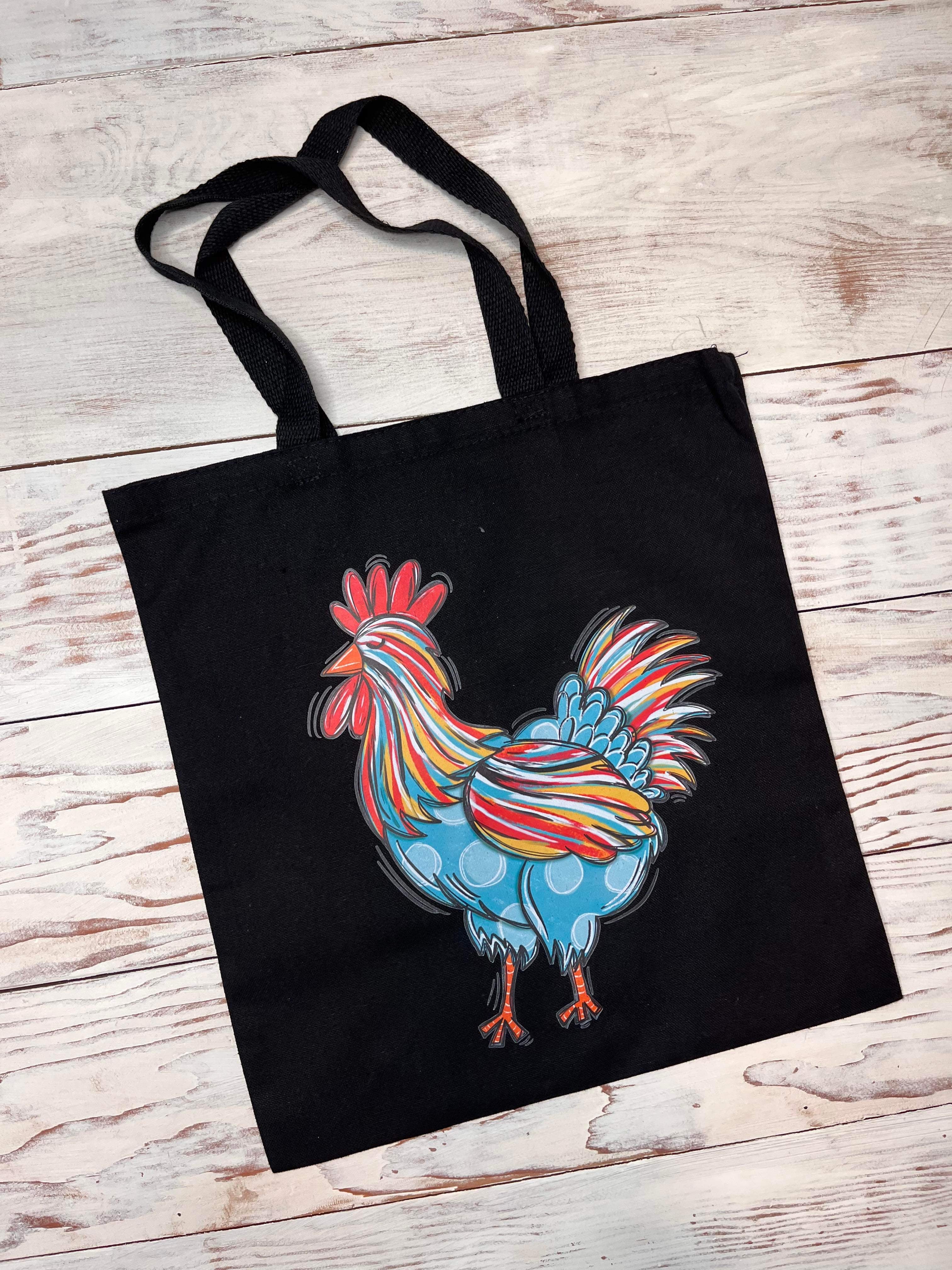 Colorful Rooster Canvas Tote Bag