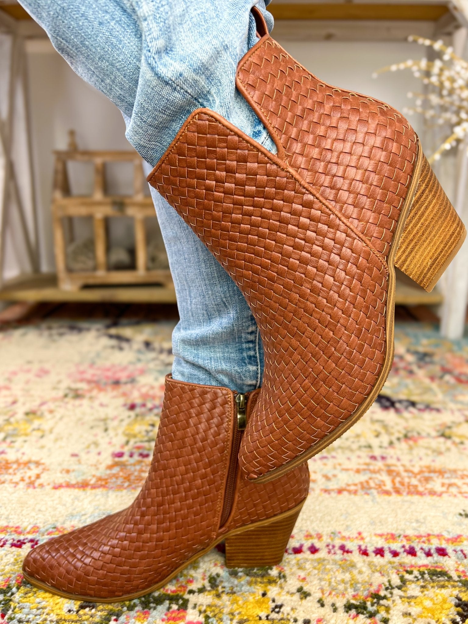 Come & Get It Woven Boots - Bourbon - Lavender Hills BeautyCorkys Footwear80 - 0182 - BRBN - 6