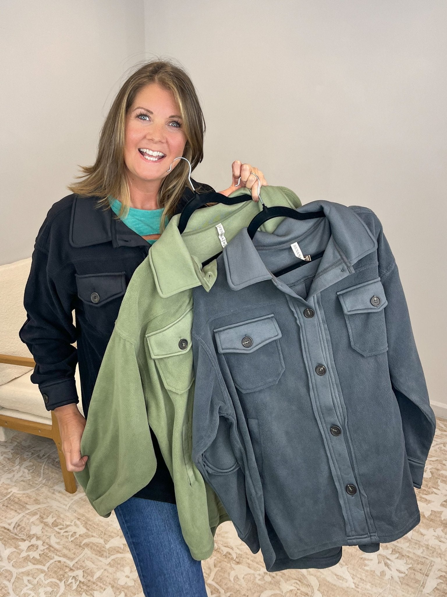Cozy Cabin Fleece Oversized Shacket - Light Olive - Lavender Hills BeautyZenanaQJ - 40000Y - LTOLV - S
