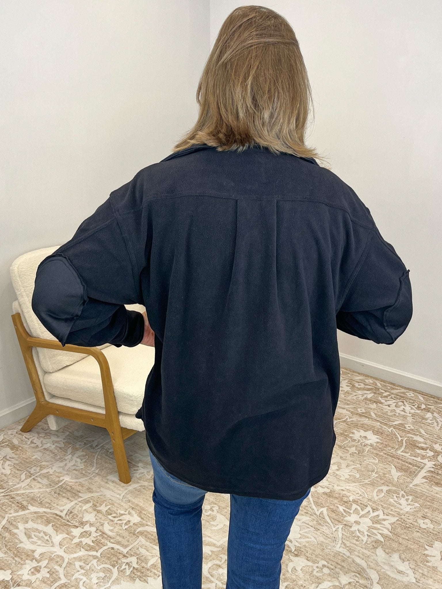 Cozy Cabin Fleece Oversized Shacket - Black - Lavender Hills BeautyZenanaQJ - 40000Y - BLK - S