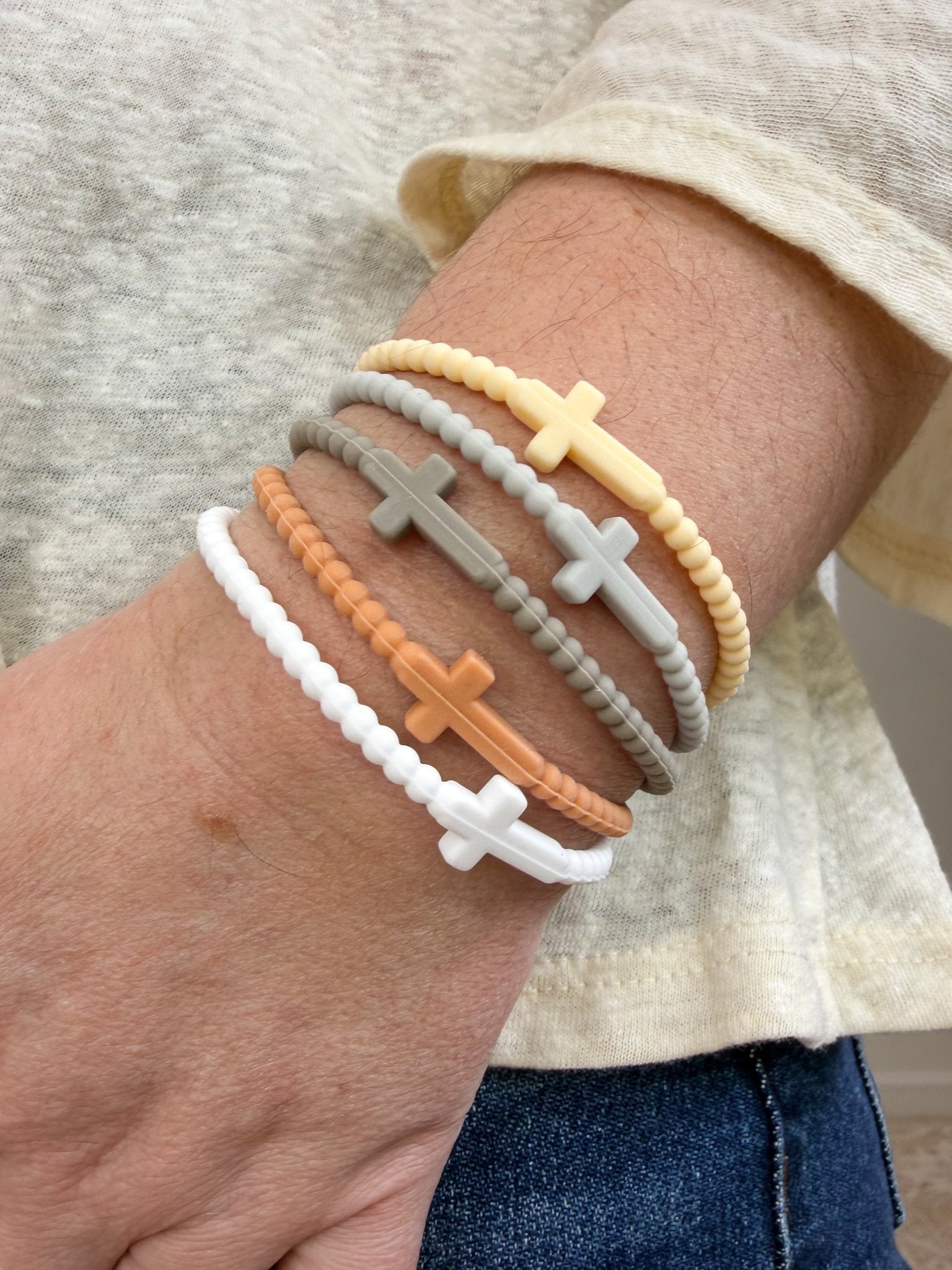Cross Beaded Silicone Bracelets Set of 5 - Santa Fe - Lavender Hills BeautyLavender Hills BeautyU-609-SFE