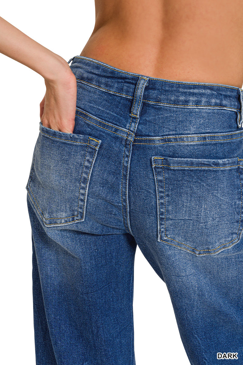 Avenue Wide Cuff Raw Hem Straight Leg