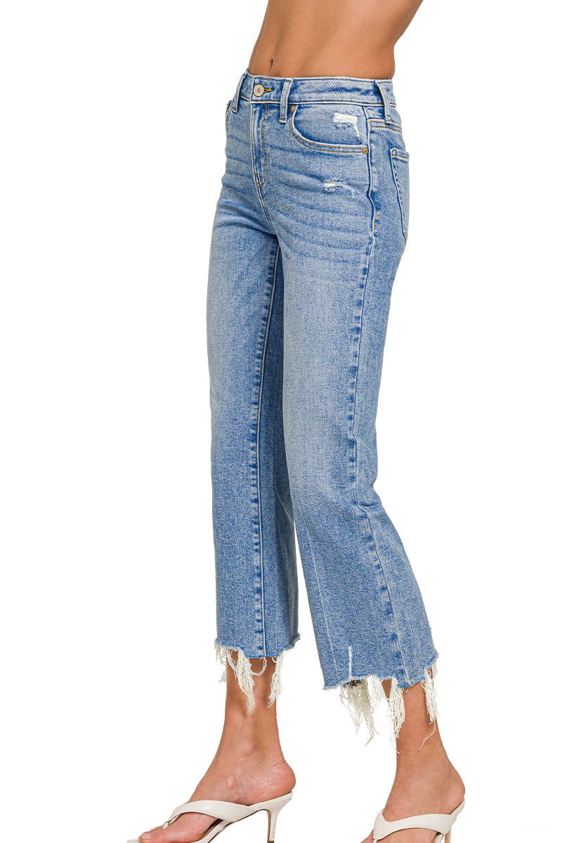 Jax High - Rise Kick Crop Flare Jeans - Lavender Hills BeautyZenanaDNP-1646MM-25
