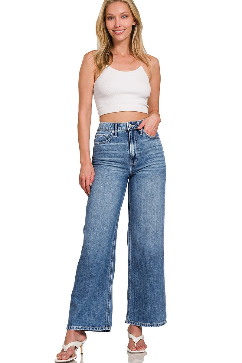 Sara High Waist Wide Leg Straight Jean - Light Wash - Lavender Hills BeautyZenanaDTP-1973MM-25