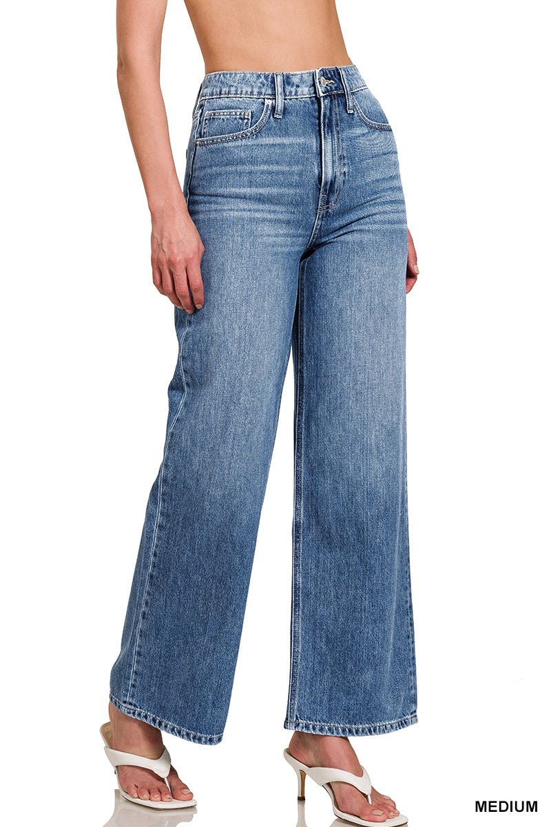 Sara High Waist Wide Leg Straight Jean - Light Wash - Lavender Hills BeautyZenanaDTP-1973MM-25