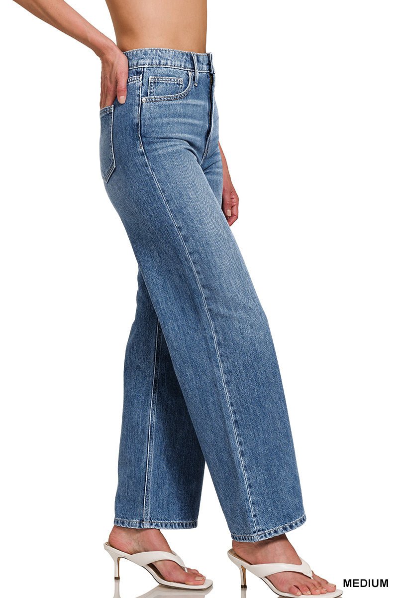 Sara High Waist Wide Leg Straight Jean - Light Wash - Lavender Hills BeautyZenanaDTP-1973MM-25