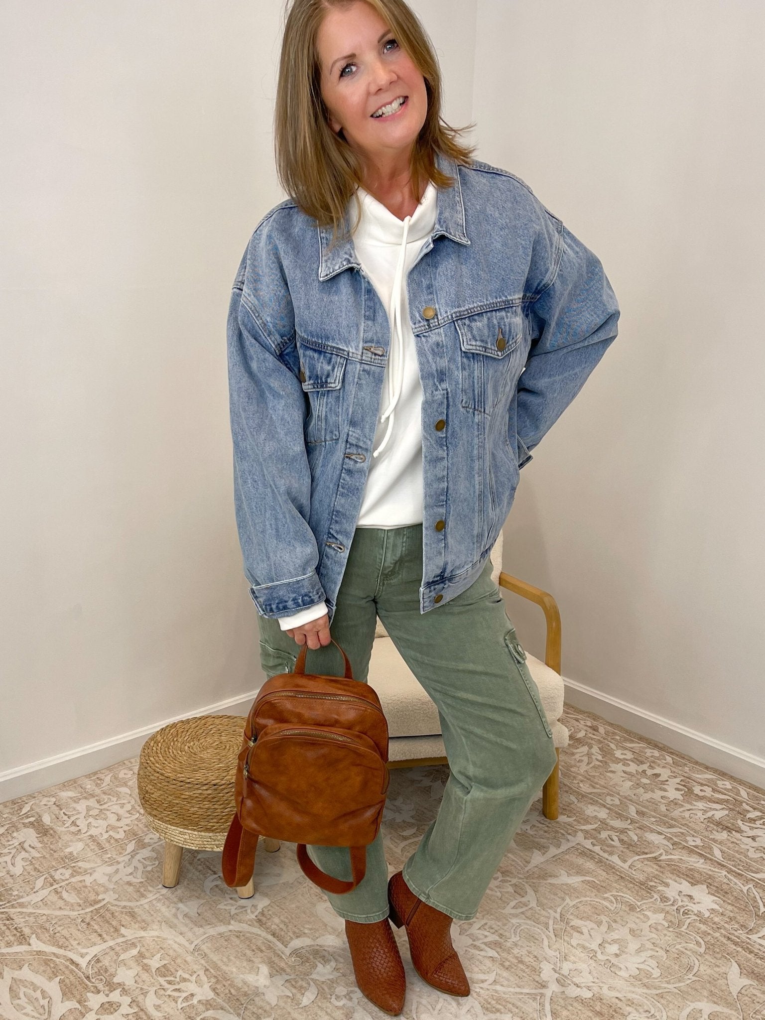 Dad’s Oversized Old School Jean Classic Denim Jacket - Lavender Hills BeautyMono BKJ11683-S