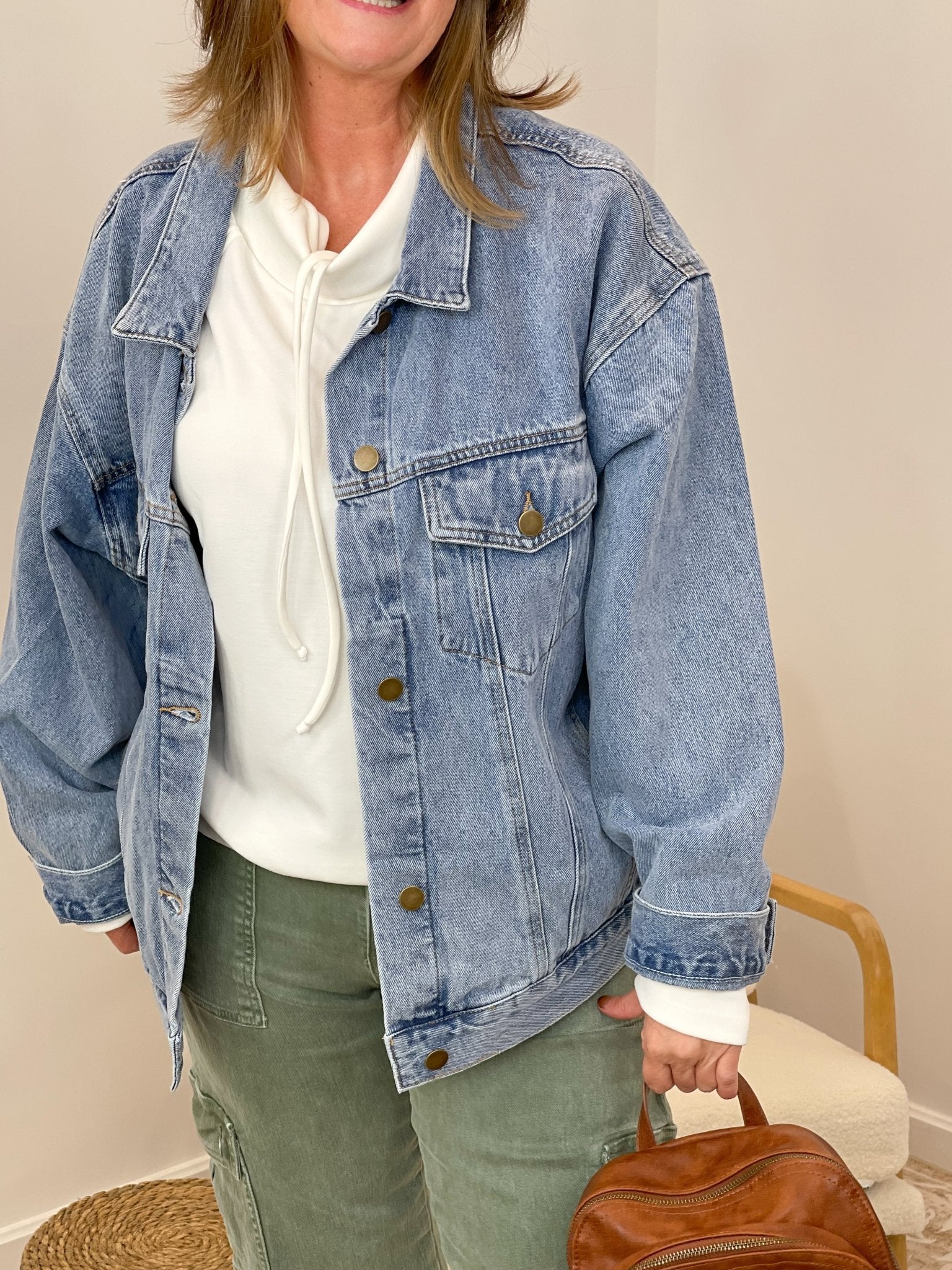 Dad’s Oversized Old School Jean Classic Denim Jacket - Lavender Hills BeautyMono BKJ11683-S