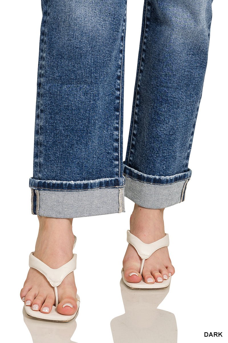 Downtown Cuff High Rise Straight Jeans - Lavender Hills BeautyZenanaDTP - 9592DD - 25