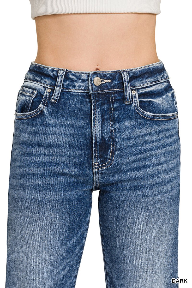 Downtown Cuff High Rise Straight Jeans - Lavender Hills BeautyZenanaDTP - 9592DD - 25