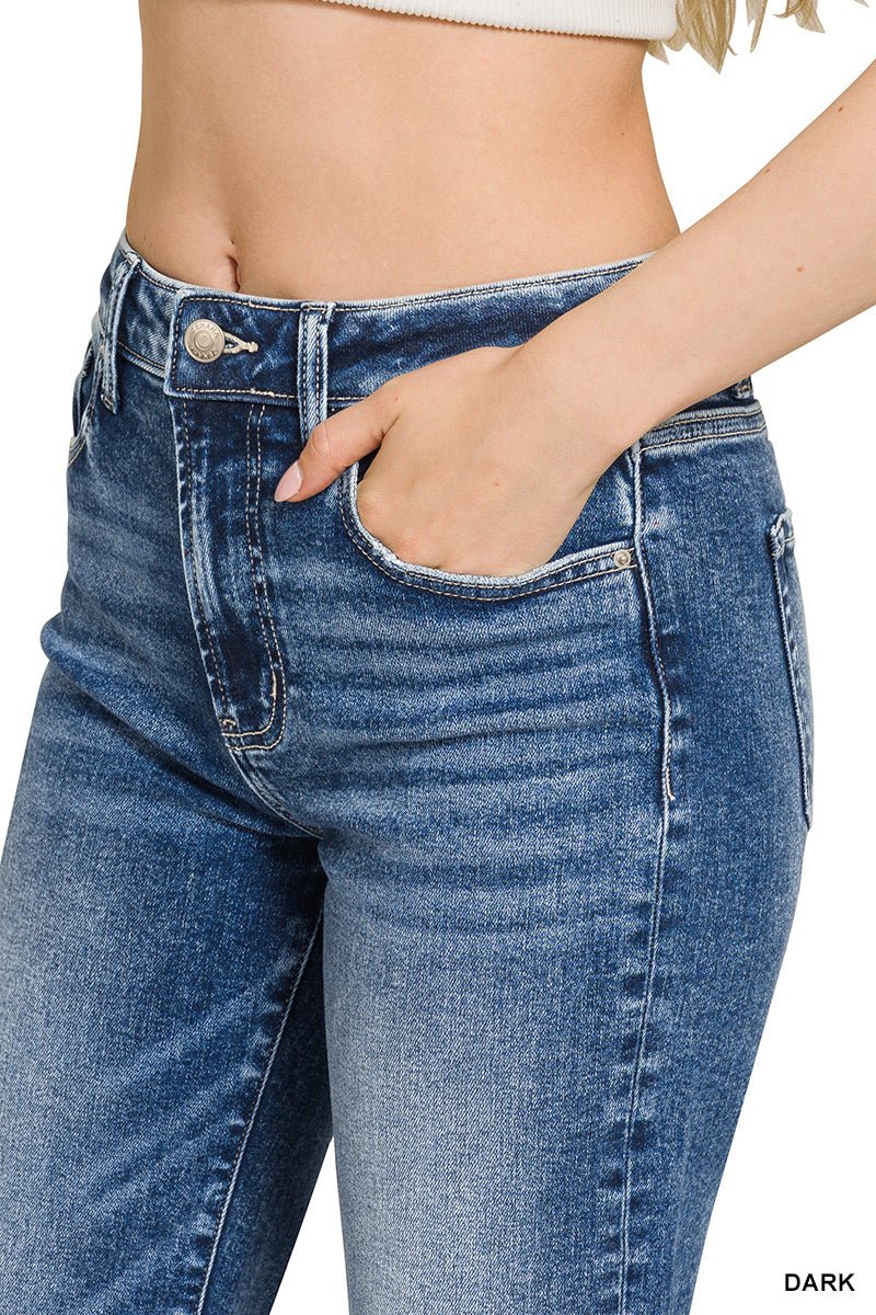 Downtown Cuff High Rise Straight Jeans - Lavender Hills BeautyZenanaDTP - 9592DD - 25