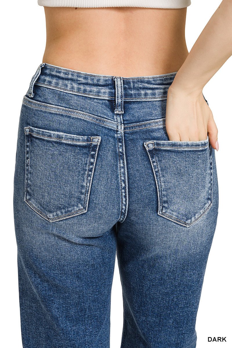 Downtown Cuff High Rise Straight Jeans - Lavender Hills BeautyZenanaDTP - 9592DD - 25
