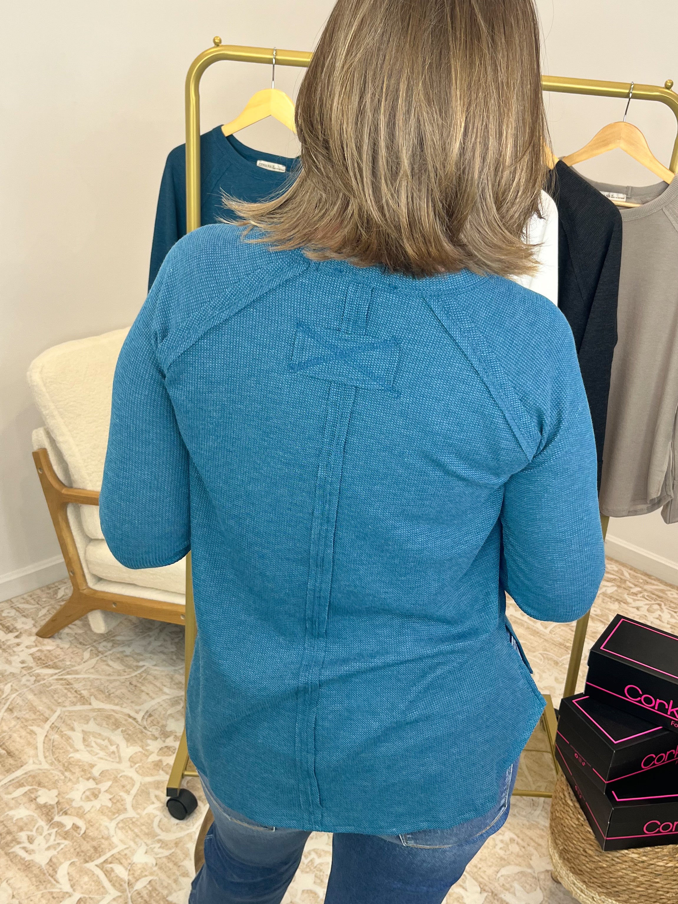 Everyday Waffle Raglan Long Sleeve Top Shirt