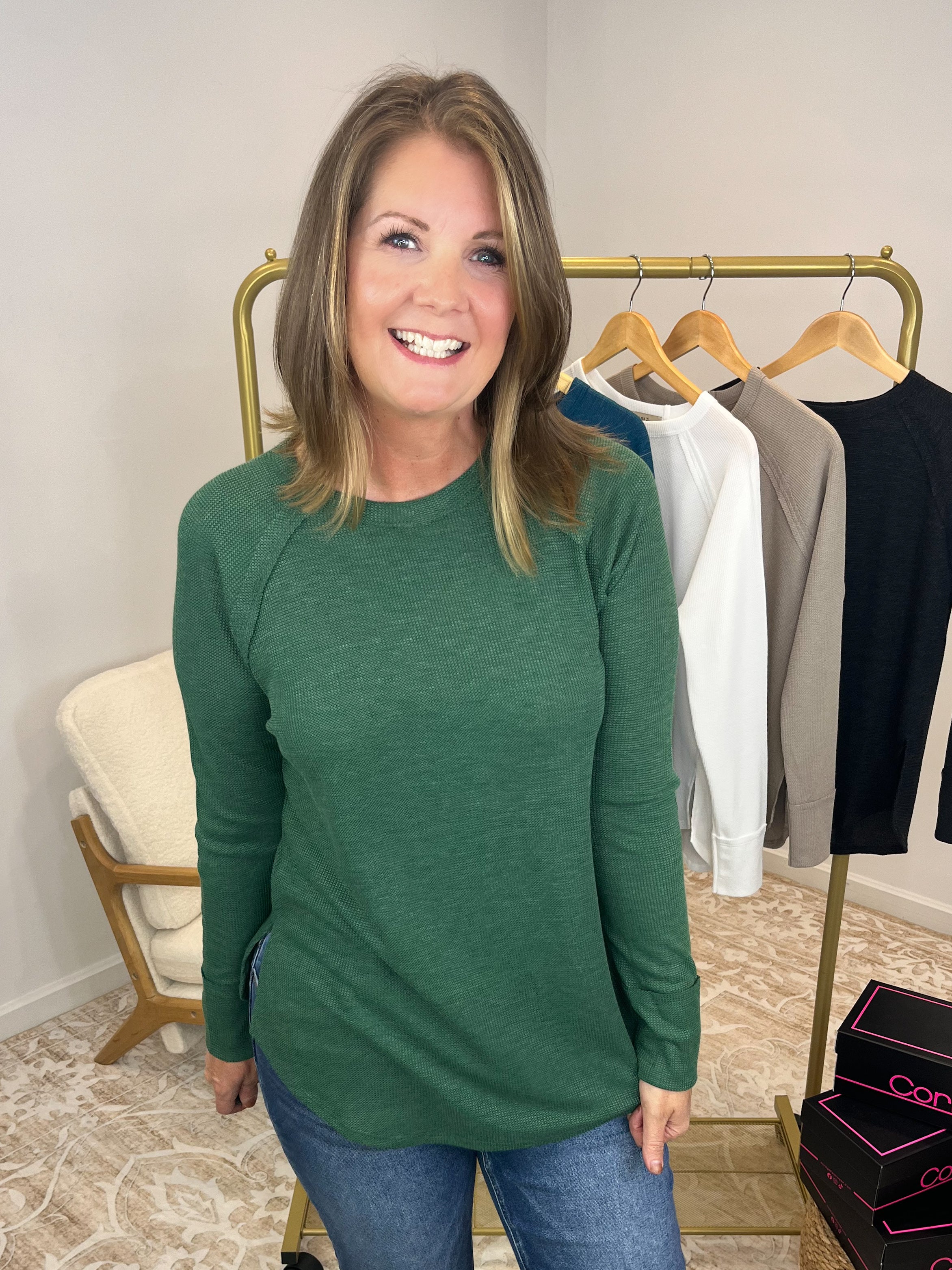 Everyday Waffle Raglan Long Sleeve Top Shirt