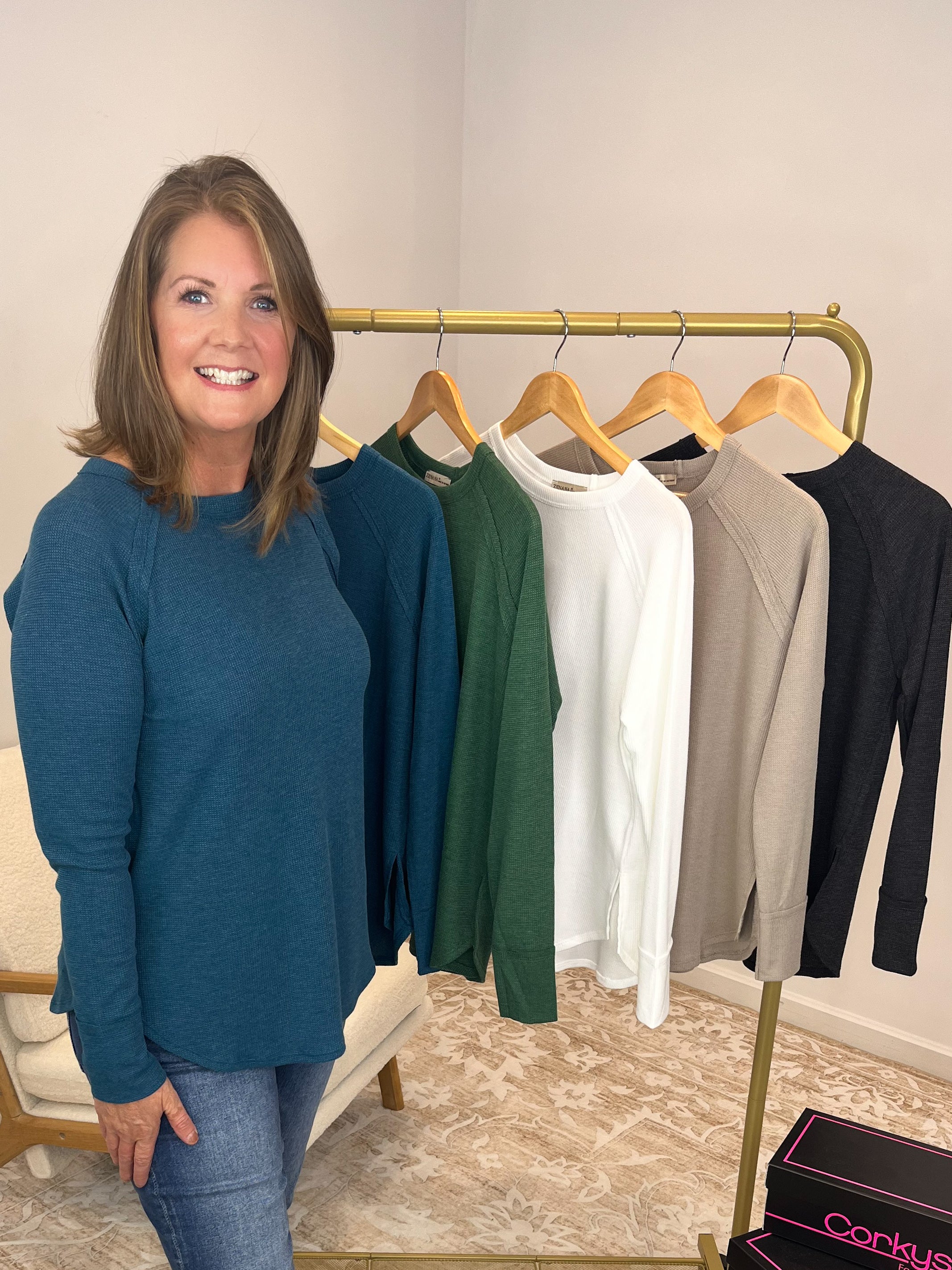 Everyday Waffle Raglan Long Sleeve Top Shirt