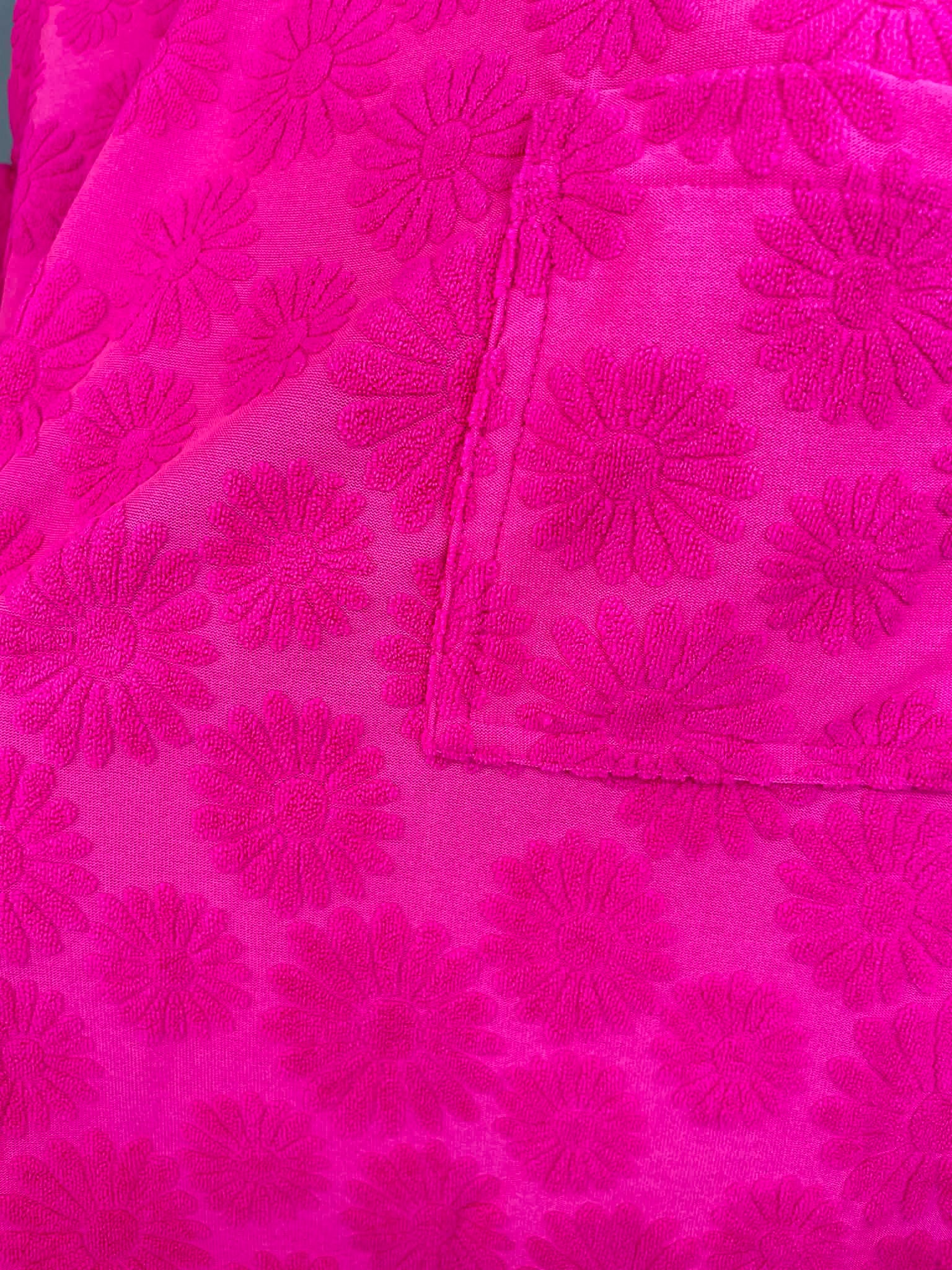 Fuchsia Floral Textured Ruffled Two-Piece Set