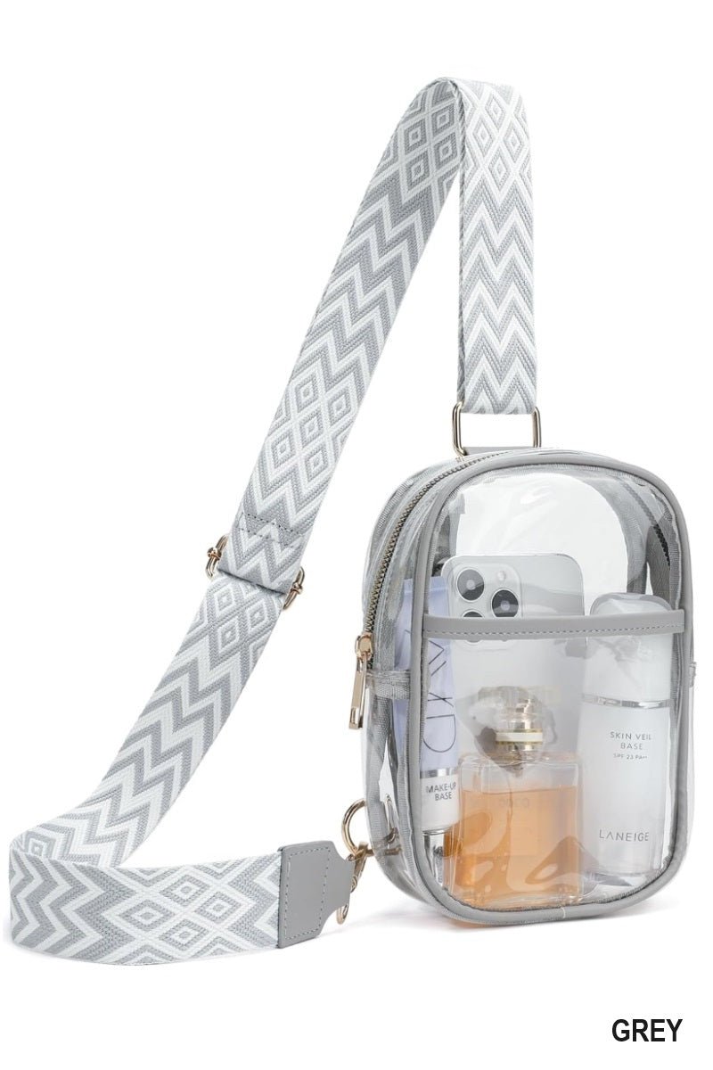 Clear Stadium Sling Bag with Guitar Strap - Lavender Hills BeautyLavender Hills BeautyU - 241 - GRY