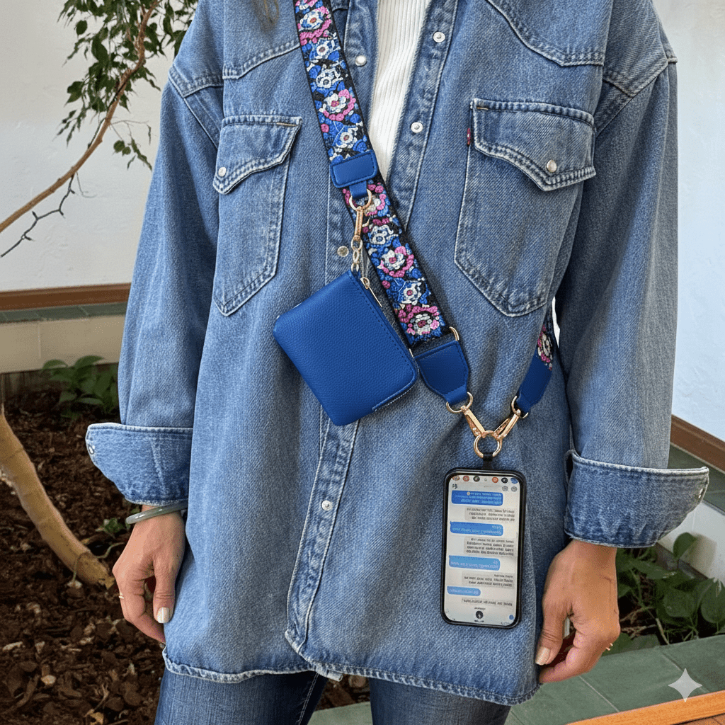 Clip & Go Strap w/RFID Pouch Brocade Pattern - Bright Blue - Lavender Hills BeautySave The GirlsCG-1064BP