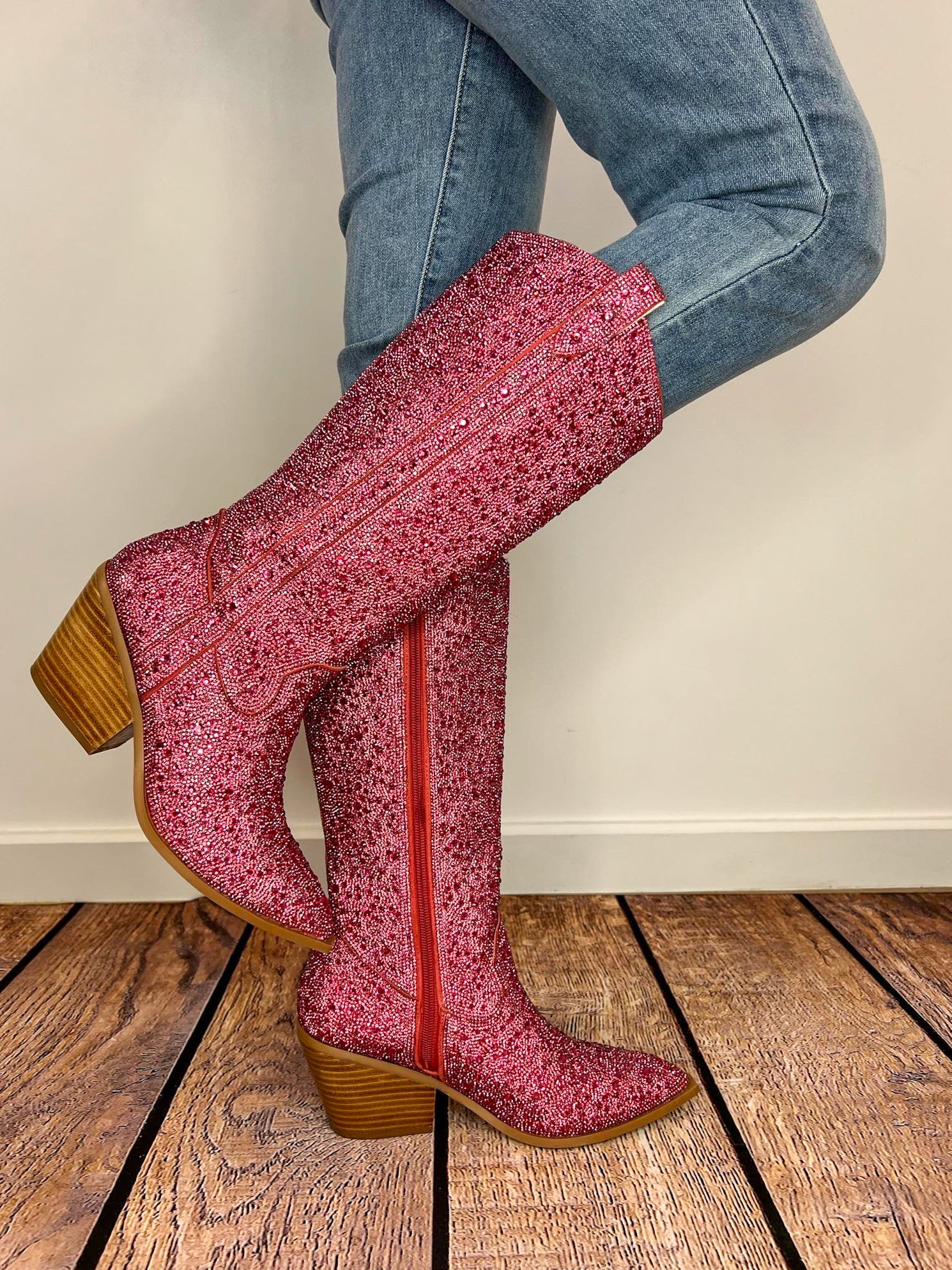 Corky's Footwear Glitzy Western Boot with Pink Rhinestones Corkys Footwear