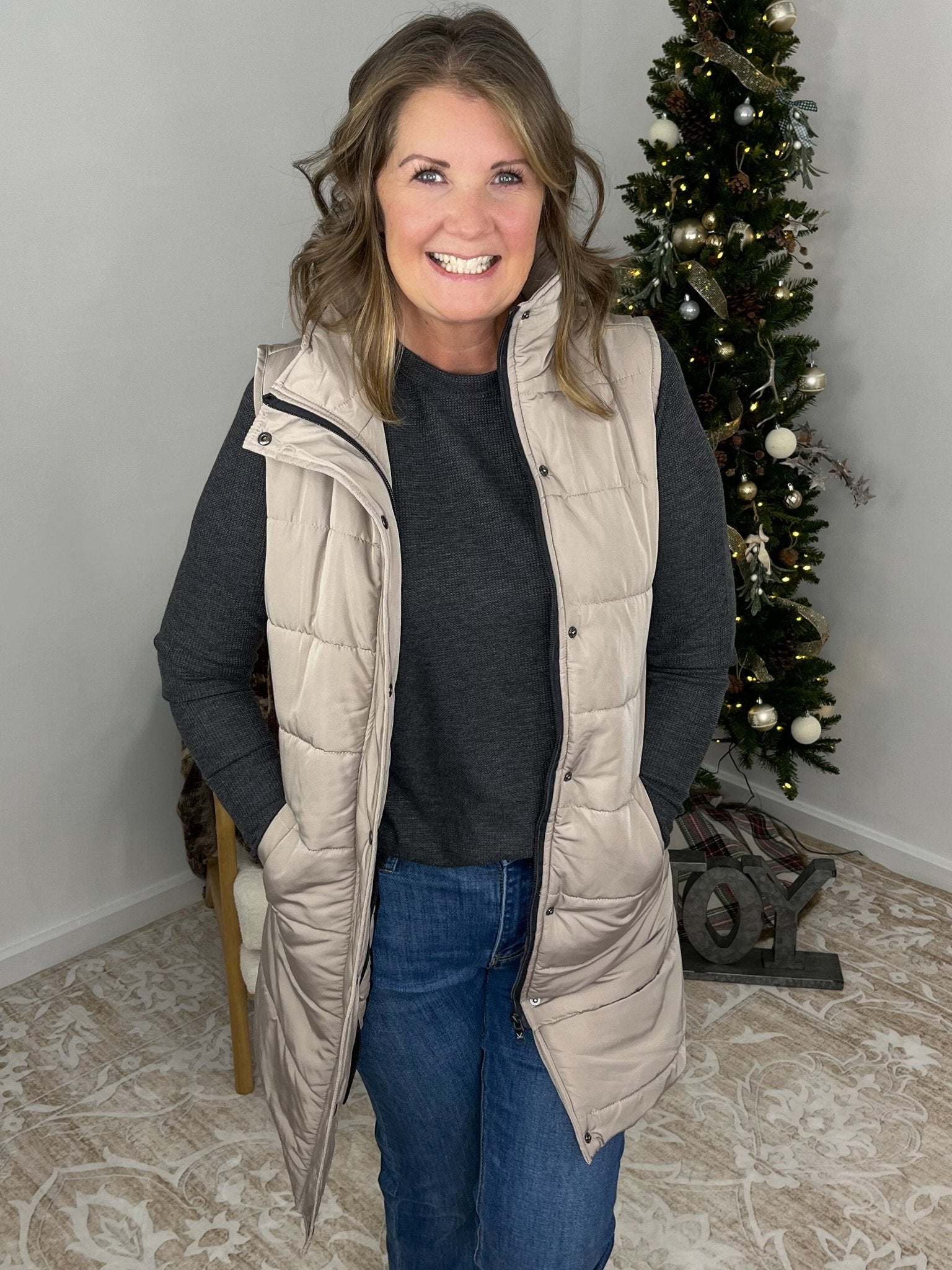 Harlow Long Vest - Latte - Lavender Hills BeautyMichelle MaeHARVST-LTT-S