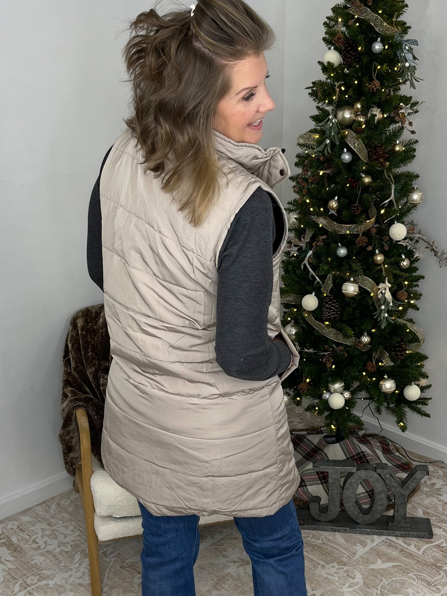 Harlow Long Vest - Latte - Lavender Hills BeautyMichelle MaeHARVST-LTT-S